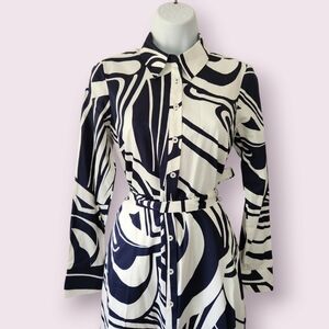 Boden Black and White Abstract Print Dress